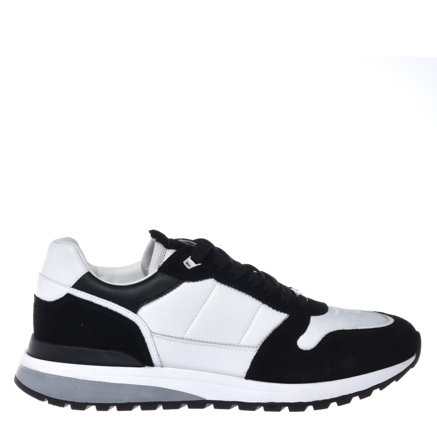 White suede and fabric sneaker