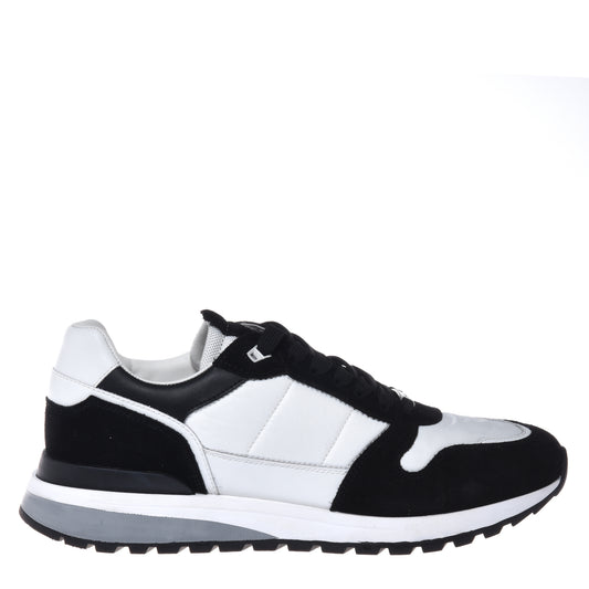 White suede and fabric sneaker