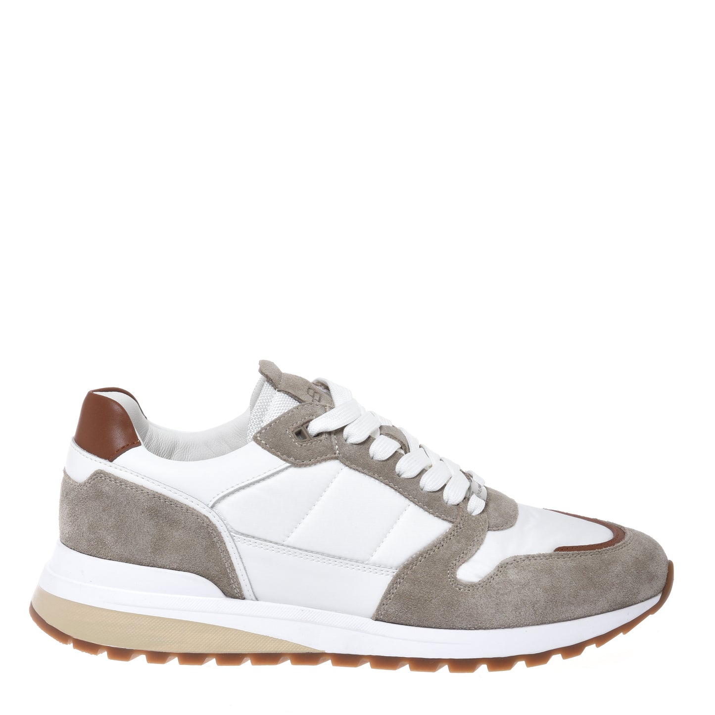 White suede and fabric sneaker