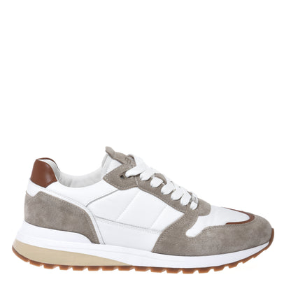 White suede and fabric sneaker