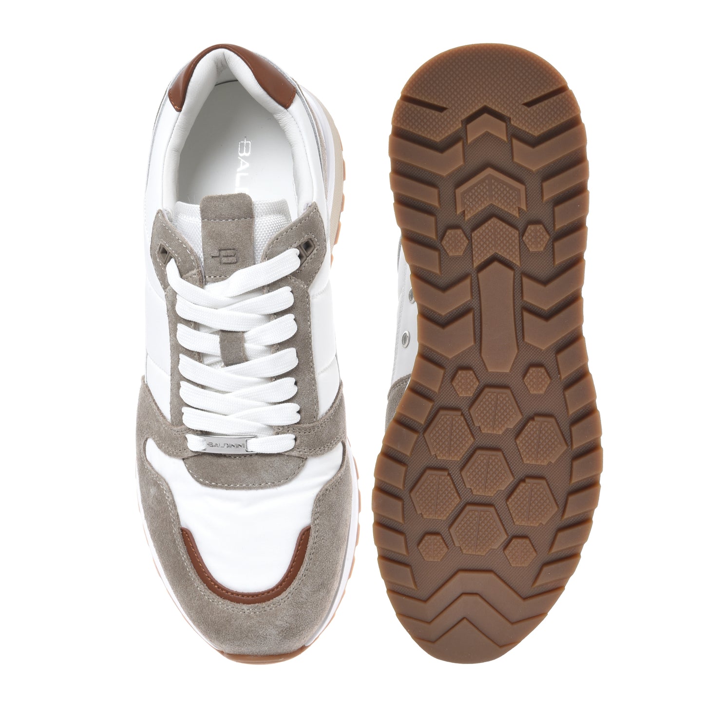 White suede and fabric sneaker