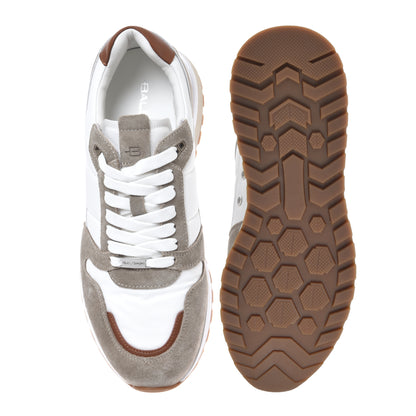 White suede and fabric sneaker