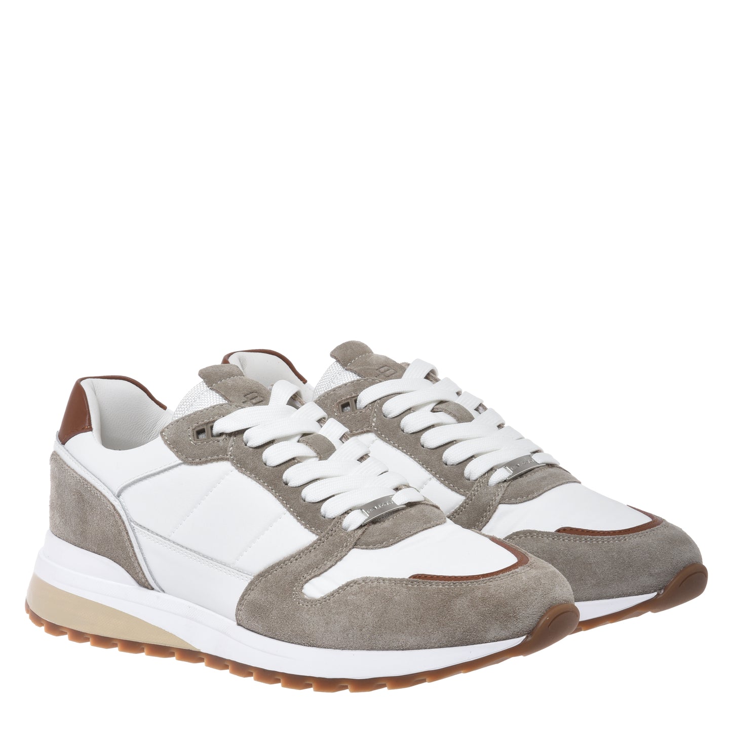 White suede and fabric sneaker
