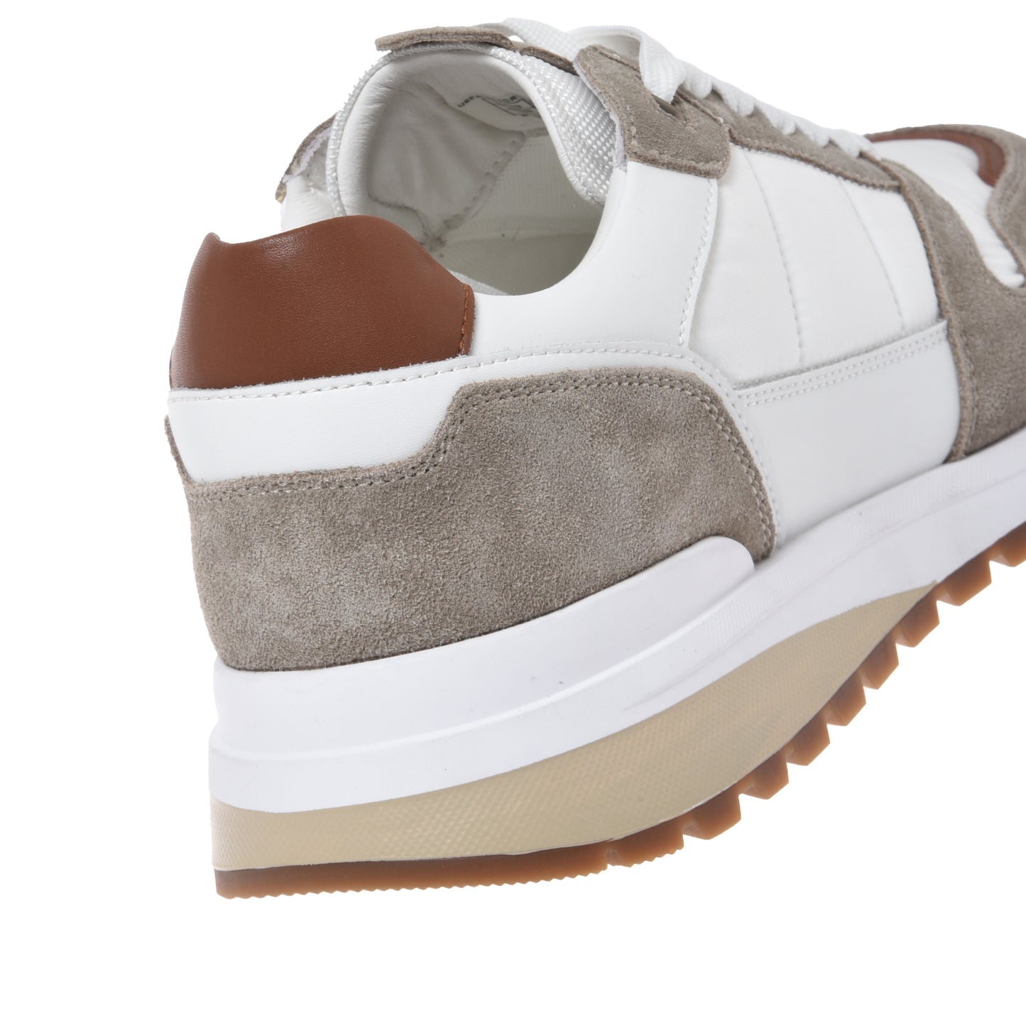 White suede and fabric sneaker