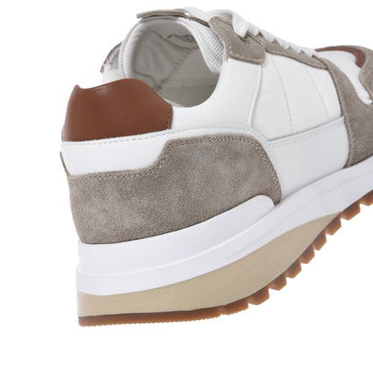 White suede and fabric sneaker