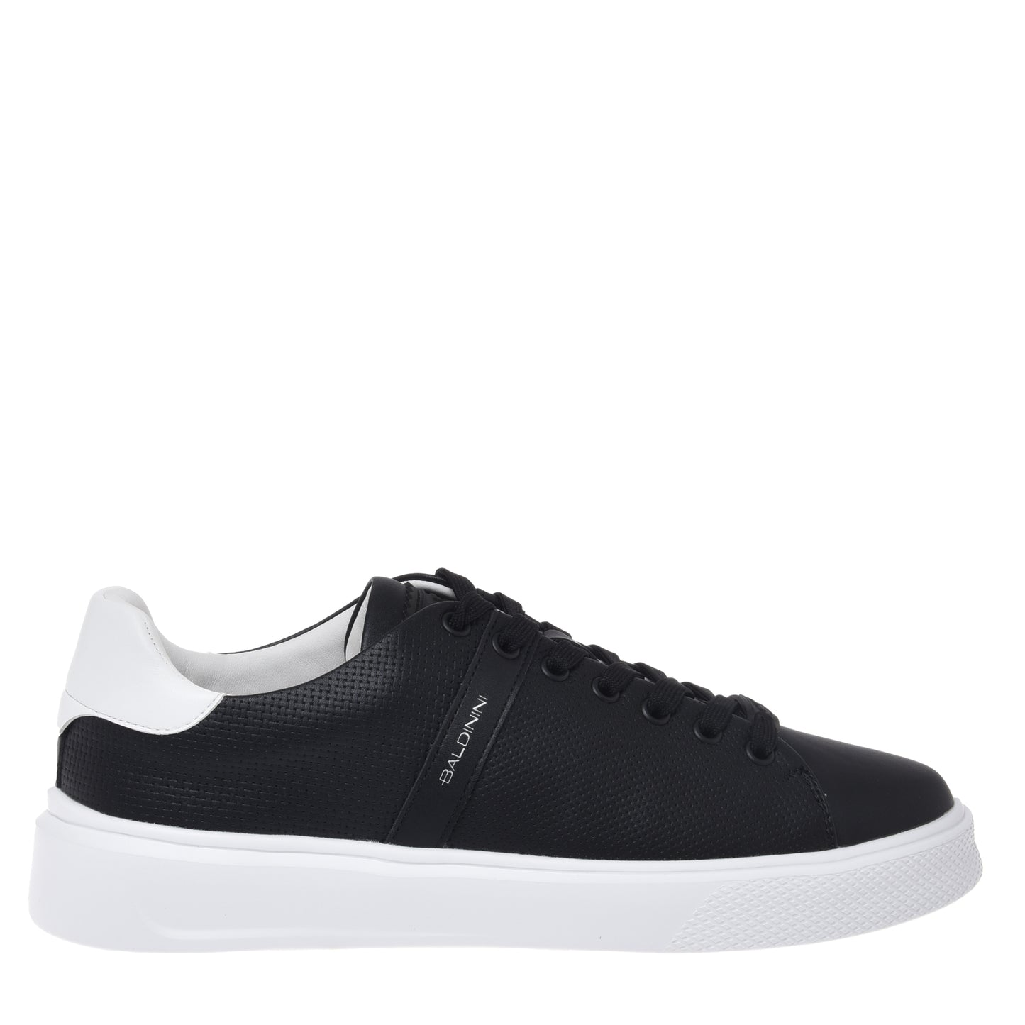 Black perforated leather sneaker