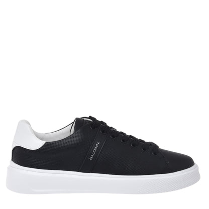 Black perforated leather sneaker