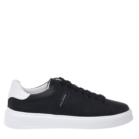 Black perforated leather sneaker