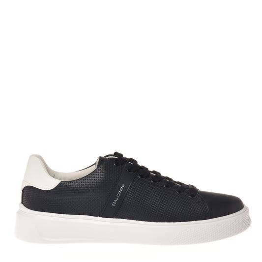 Blue perforated leather sneaker
