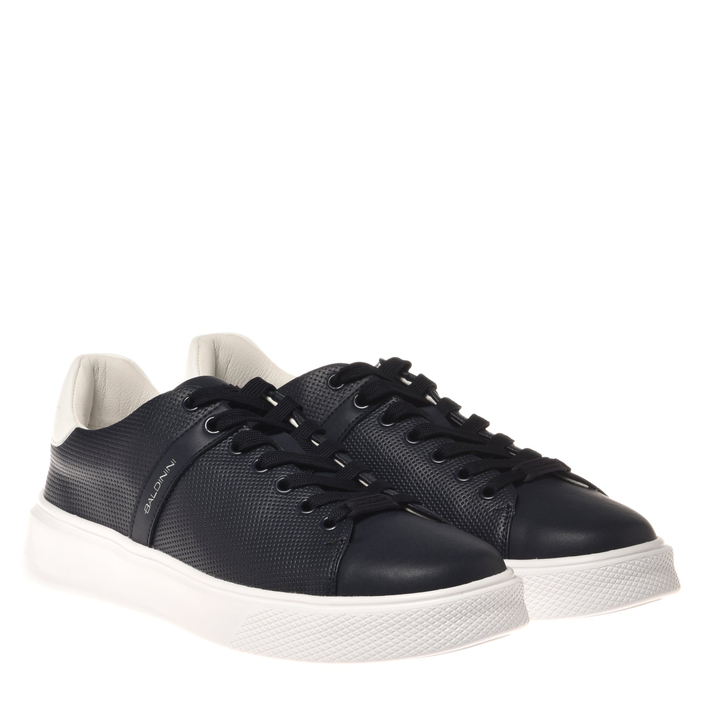 Blue perforated leather sneaker