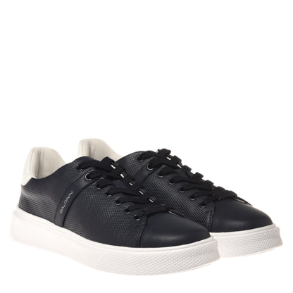 Blue perforated leather sneaker