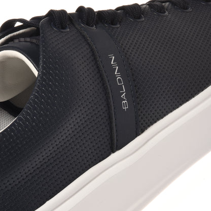 Blue perforated leather sneaker