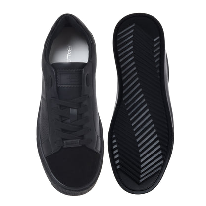 Black perforated suede and leather sneaker