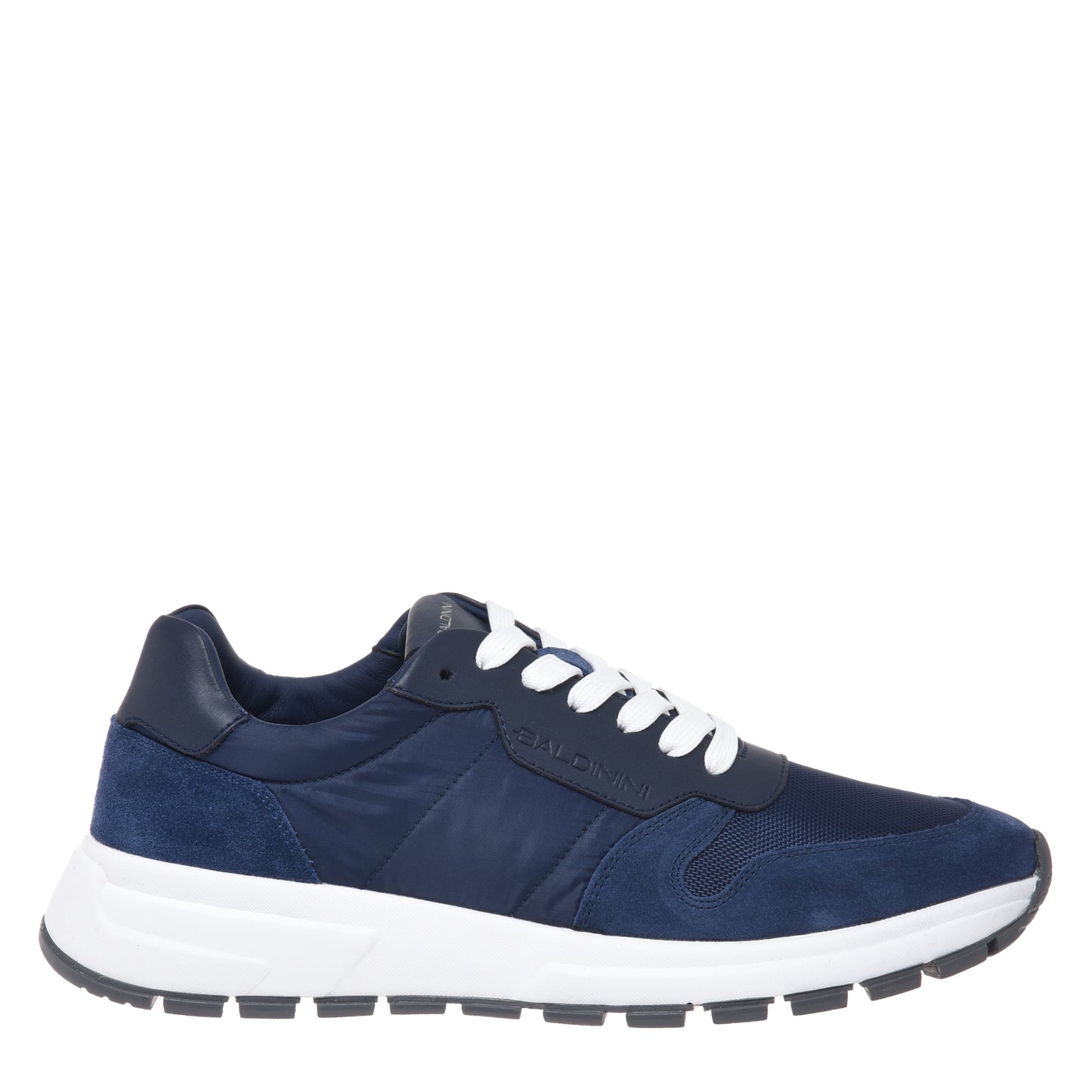 Blue suede and fabric leather sneakers
