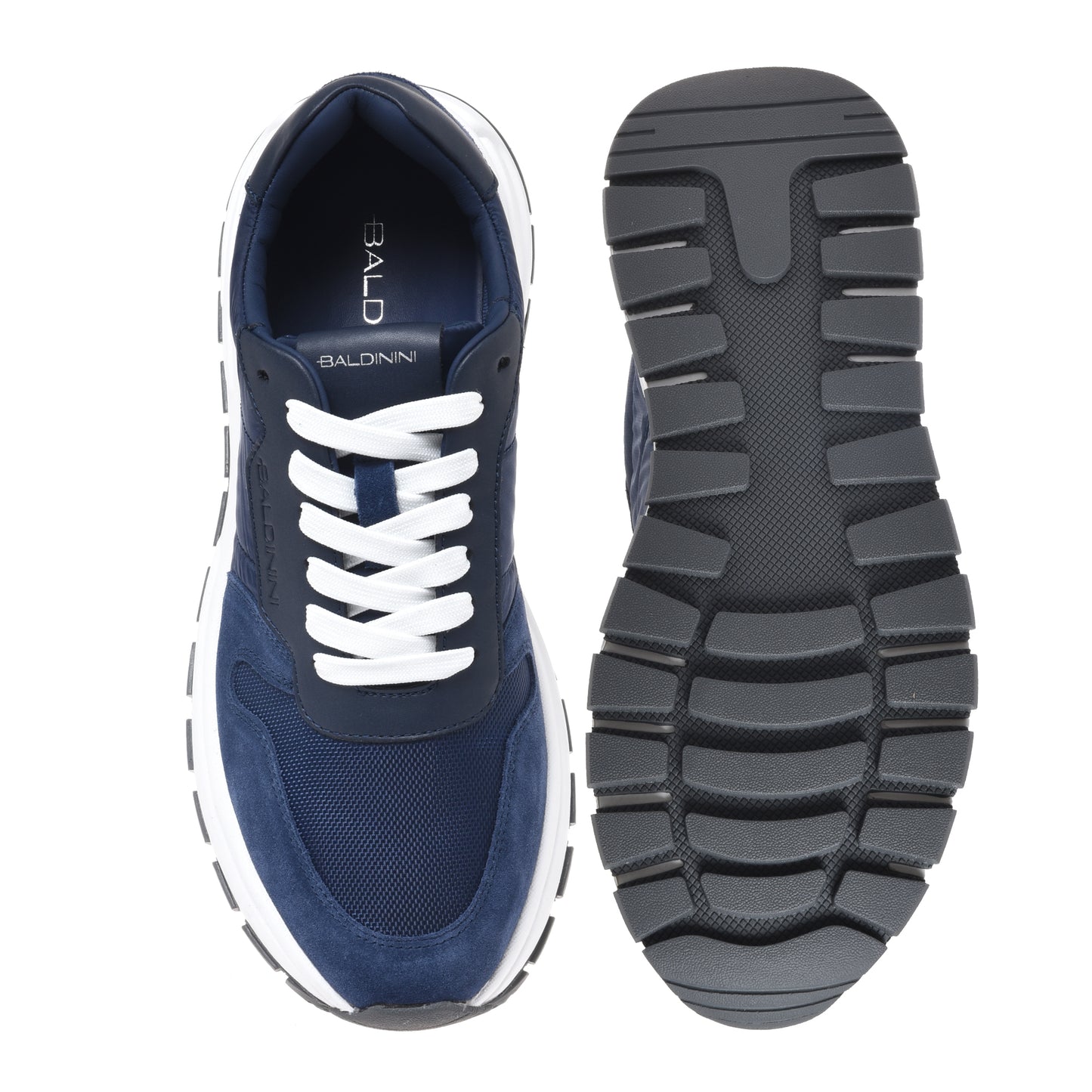Blue suede and fabric leather sneakers