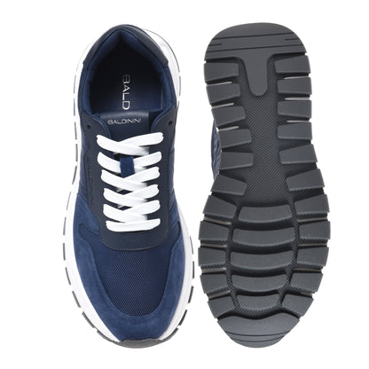 Blue suede and fabric leather sneakers