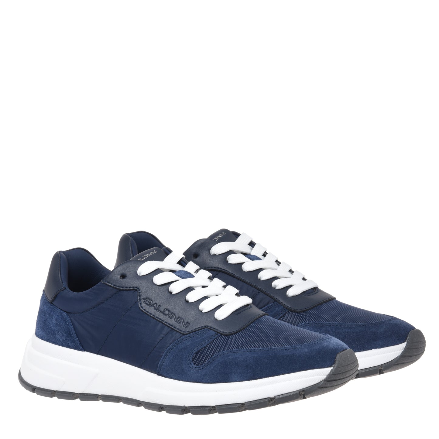 Blue suede and fabric leather sneakers