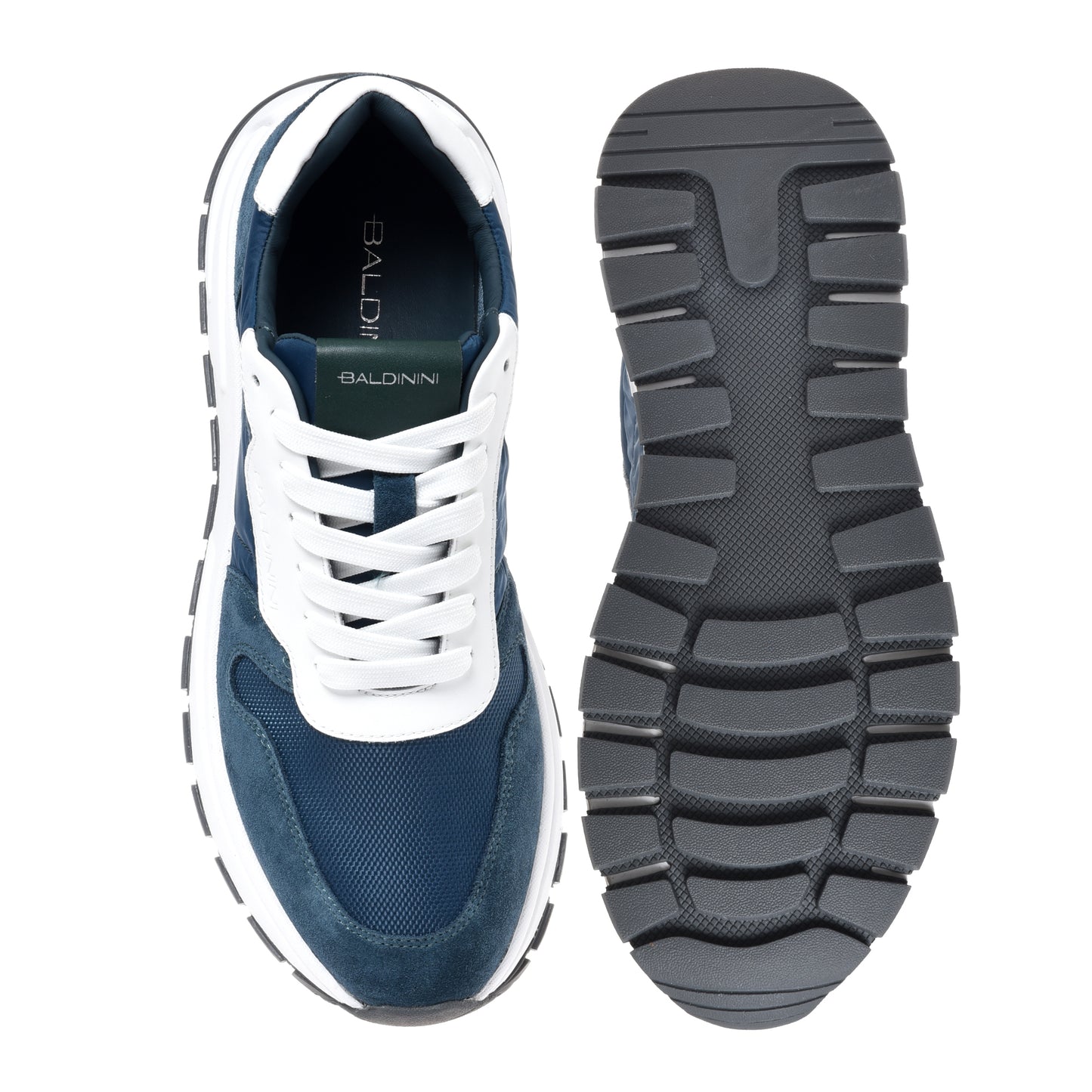 Petrol green suede and fabric sneaker
