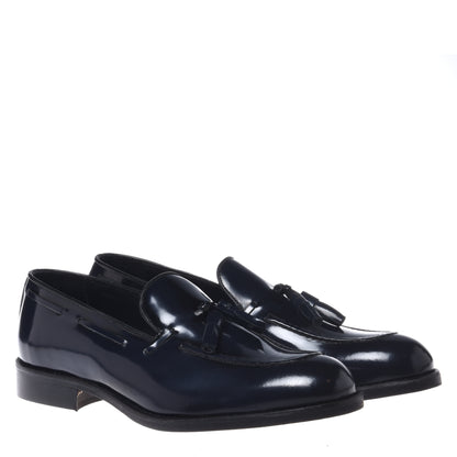 Blue abrasivato leather slip-ons