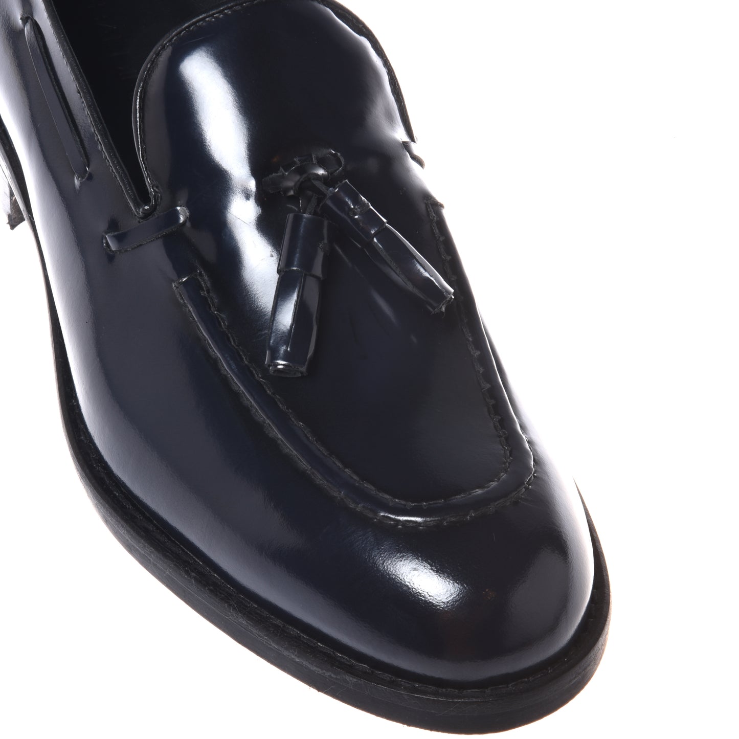 Blue abrasivato leather slip-ons
