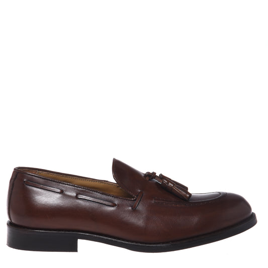 Dark brown leather slip-on shoes