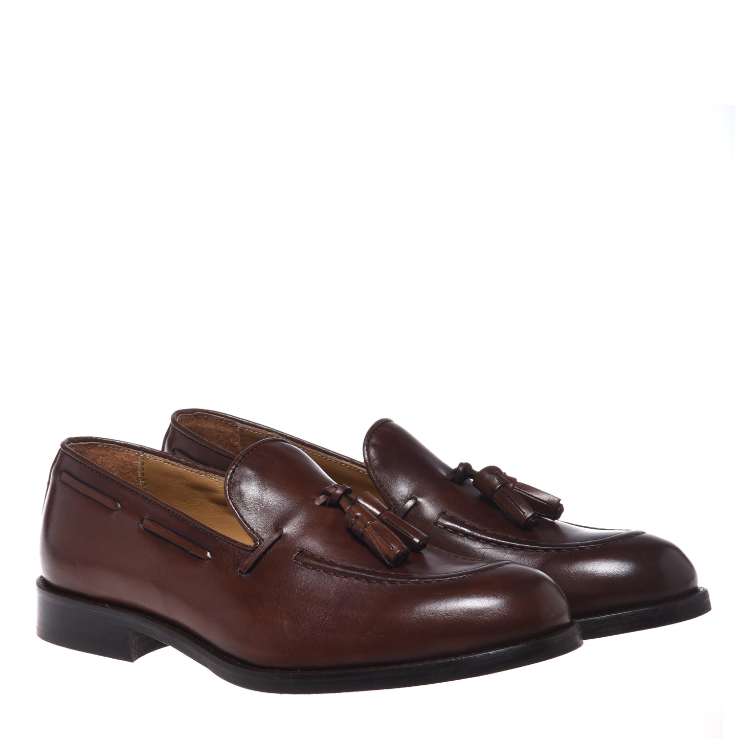 Dark brown leather slip-on shoes