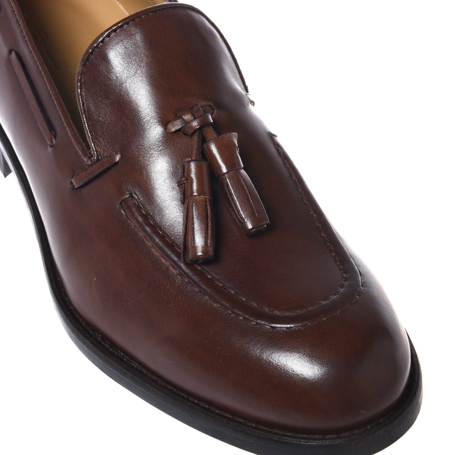Dark brown leather slip-on shoes