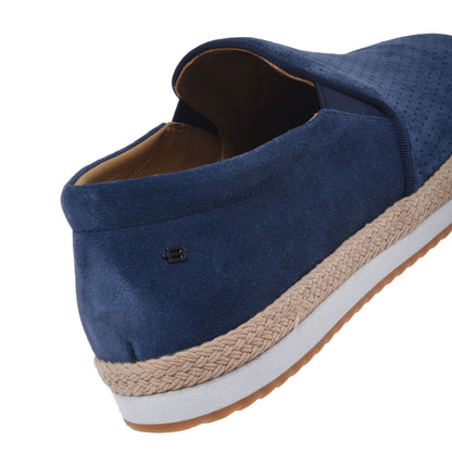 Perforated blue suede slip-on