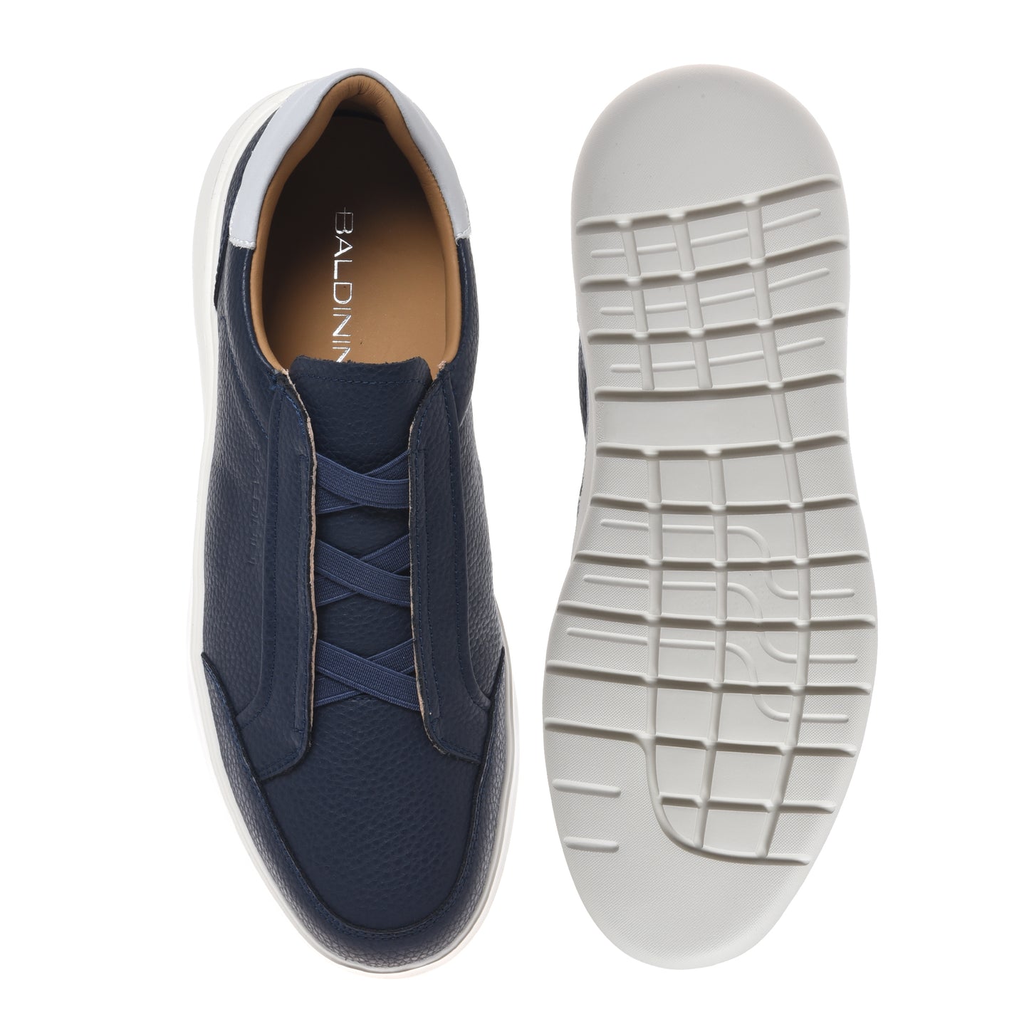 Blue bottalato leather slip-ons