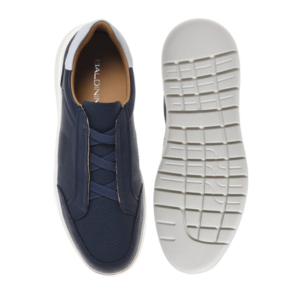 Blue bottalato leather slip-ons