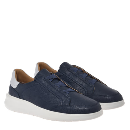 Blue bottalato leather slip-ons