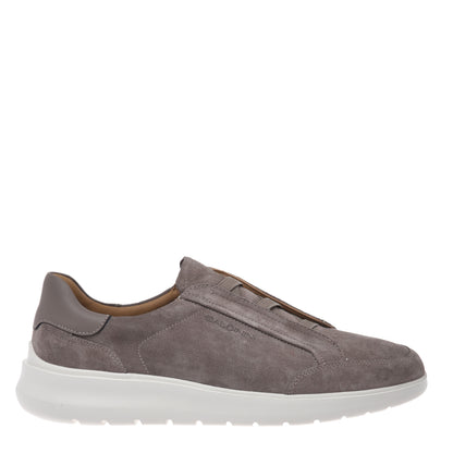 Taupe suede slip-ons
