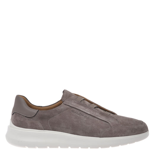 Taupe suede slip-ons