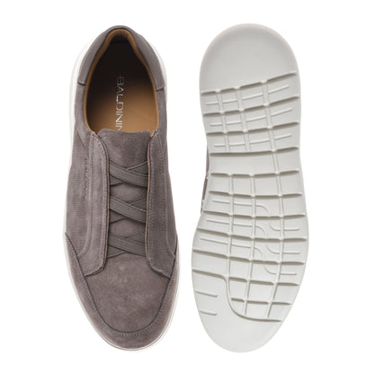 Taupe suede slip-ons