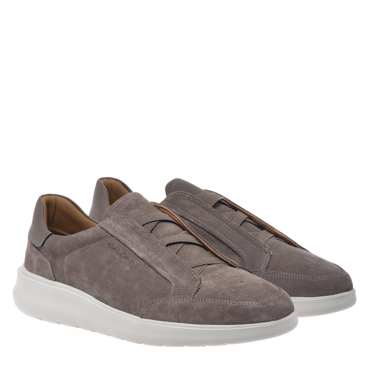 Taupe suede slip-ons