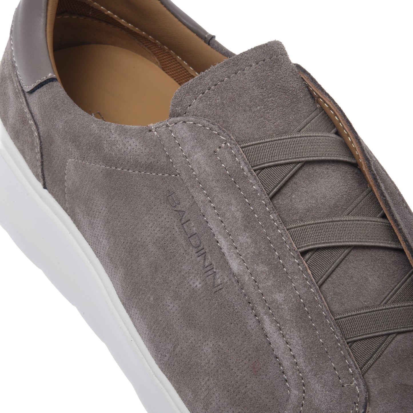Taupe suede slip-ons