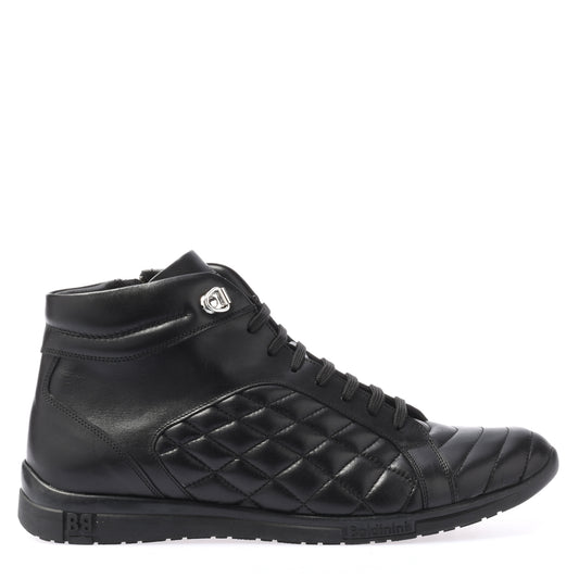 Sneakers montantes en nappa matelassé noir