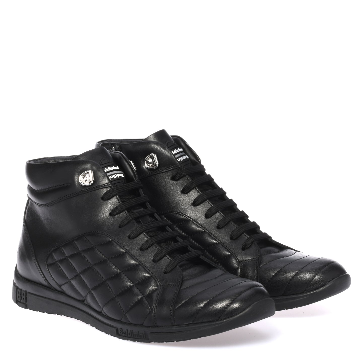Sneakers montantes en nappa matelassé noir