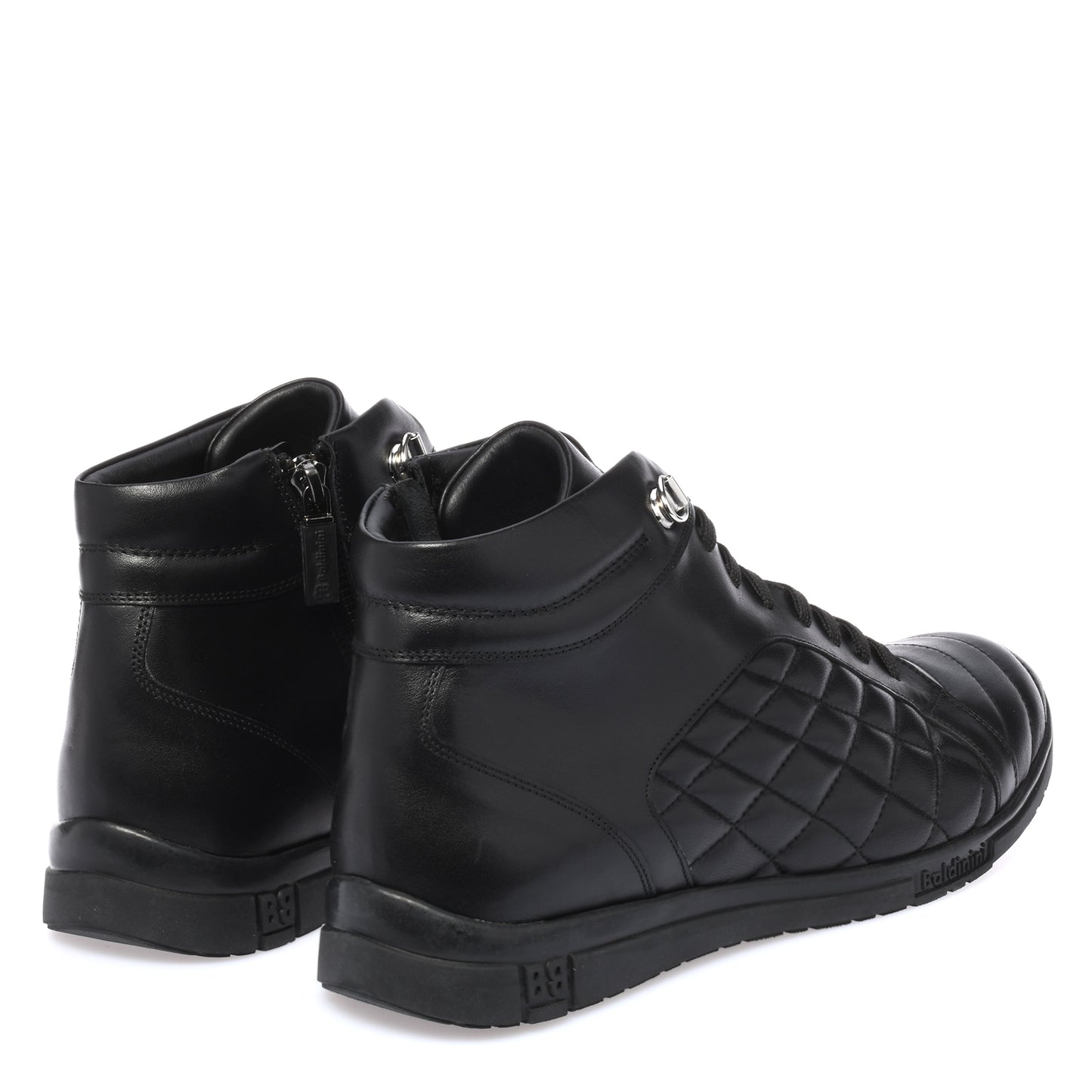 Sneakers montantes en nappa matelassé noir