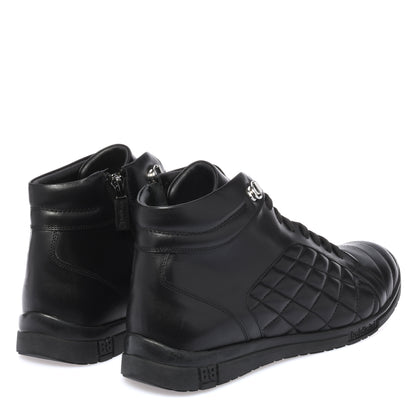 Sneakers montantes en nappa matelassé noir