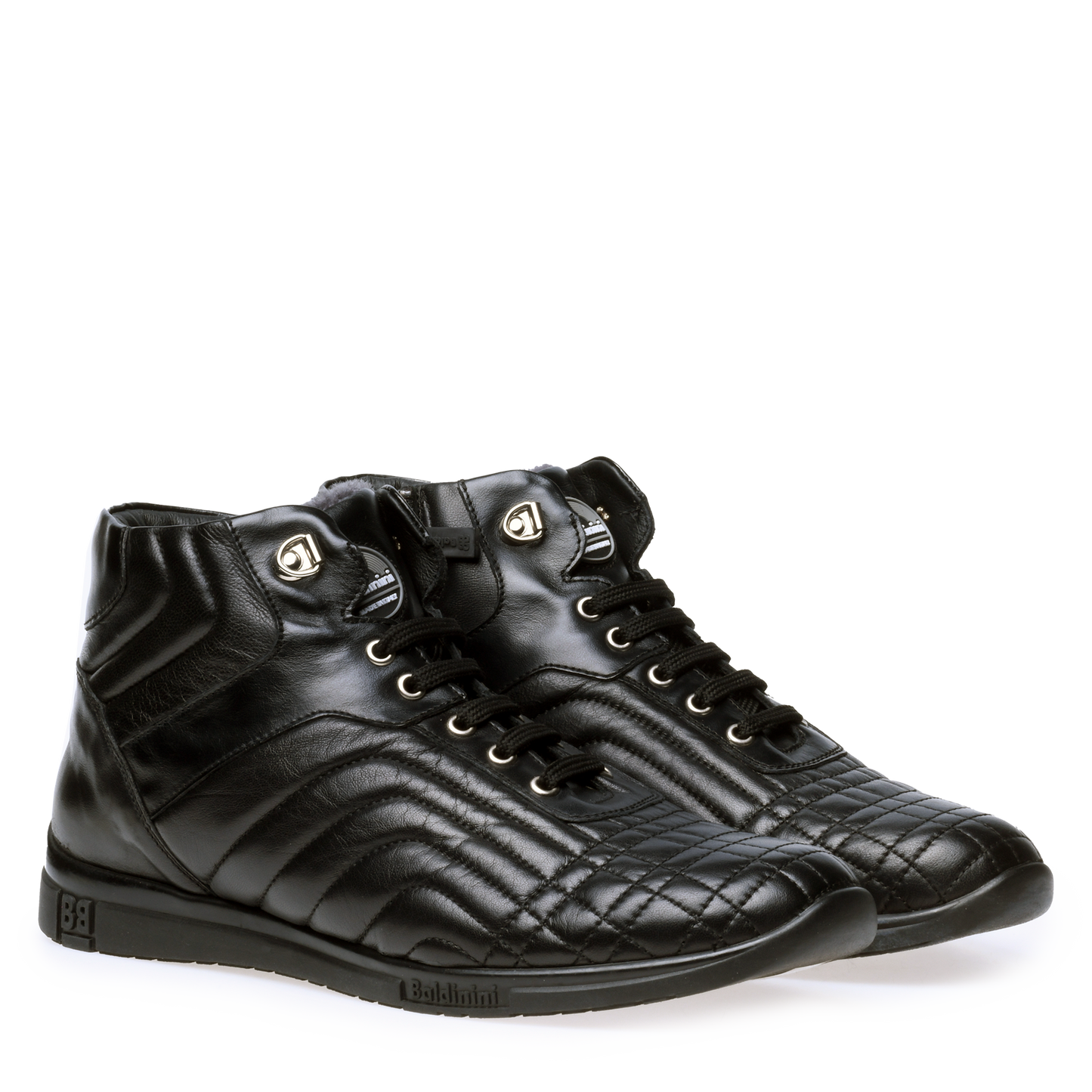 Sneakers montantes en nappa matelassé noir
