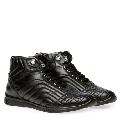Sneakers montantes en nappa matelassé noir