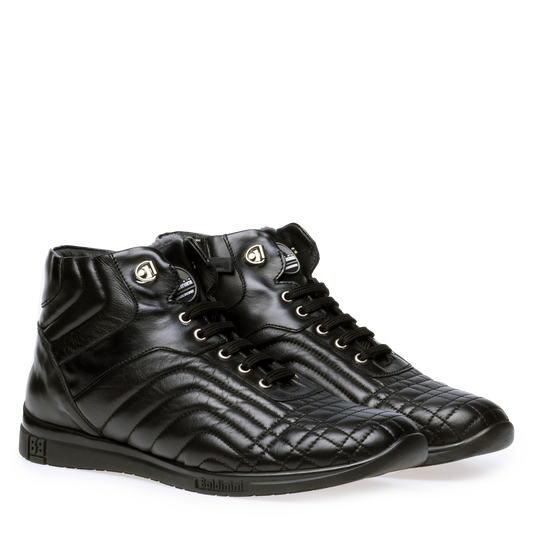 Sneakers montantes en nappa matelassé noir