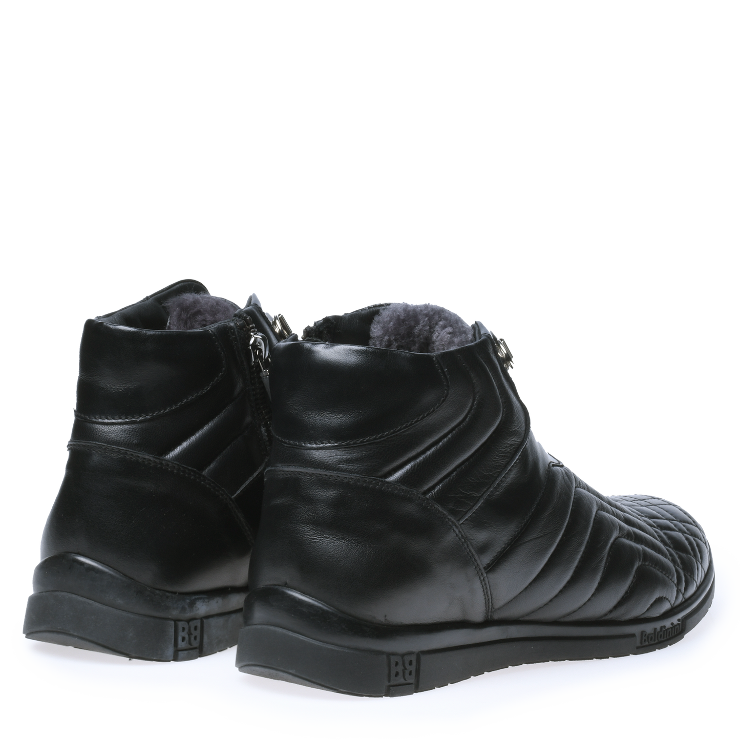 Sneakers montantes en nappa matelassé noir