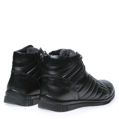 Sneakers montantes en nappa matelassé noir