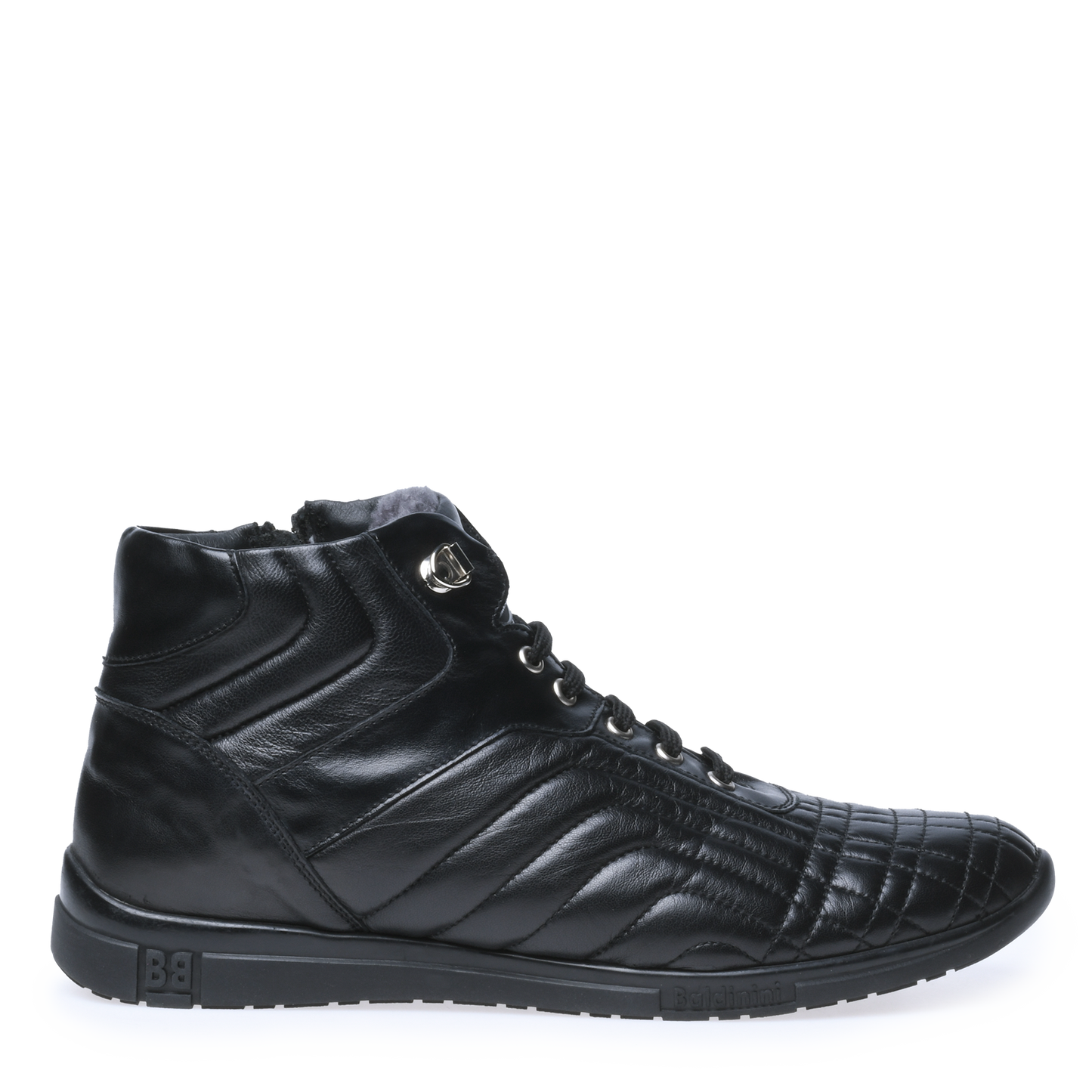 Sneakers montantes en nappa matelassé noir