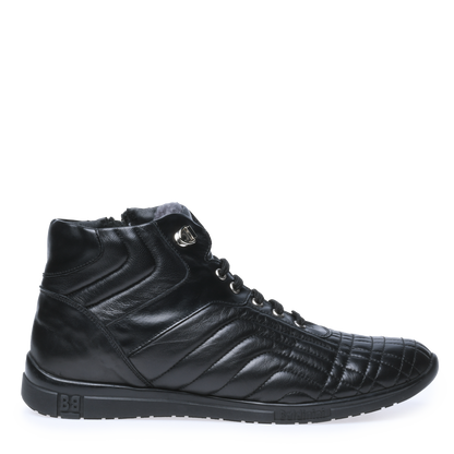 Sneakers montantes en nappa matelassé noir