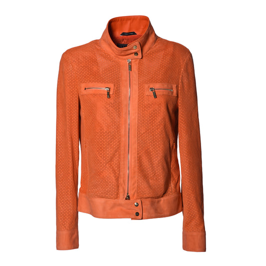 Veste orange en daim