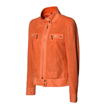 Veste orange en daim
