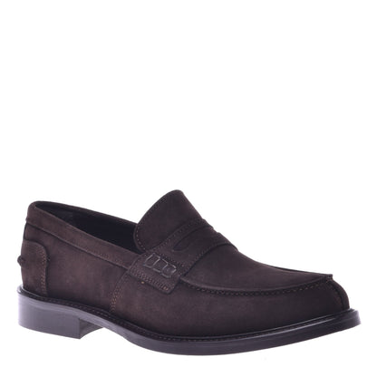 Dark brown suede loafers